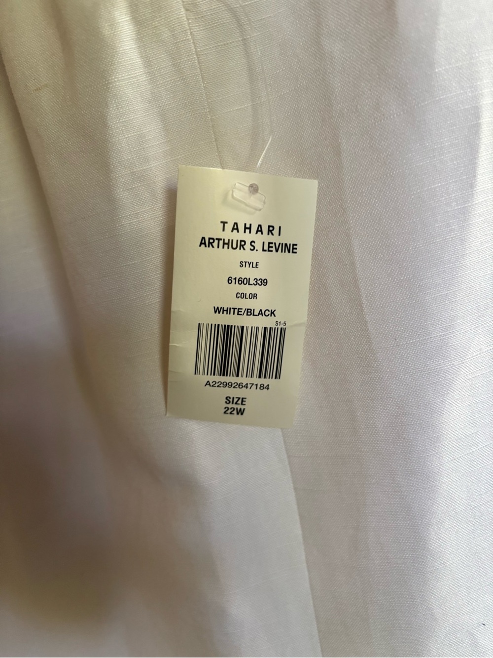 *NEW* Tahari “Arthur S. Levine” - White Linen Camisole/Top - Size - 22W - Picture 6 of 8